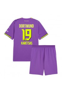 Borussia Dortmund Konstantinos Karetsas #19 Jalkapallovaatteet Lasten Kolmas peliasu 2026-27 Lyhythihainen (+ Lyhyet housut)